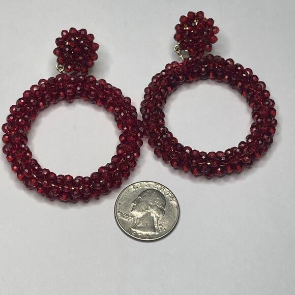 Sugarfix by Baublebar red pierced earrings post style micro beaded bling - Picture 6 of 9